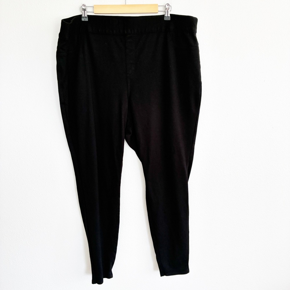 Lane Bryant Ponte Ankle Pants Womens 22/24 Black Stretch Pull On Tapered